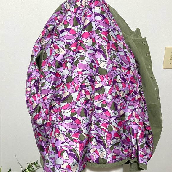 Plus Size 2X Suede Leather Jacket Olive Green Button Up Pockets EUC - Picture 13 of 16